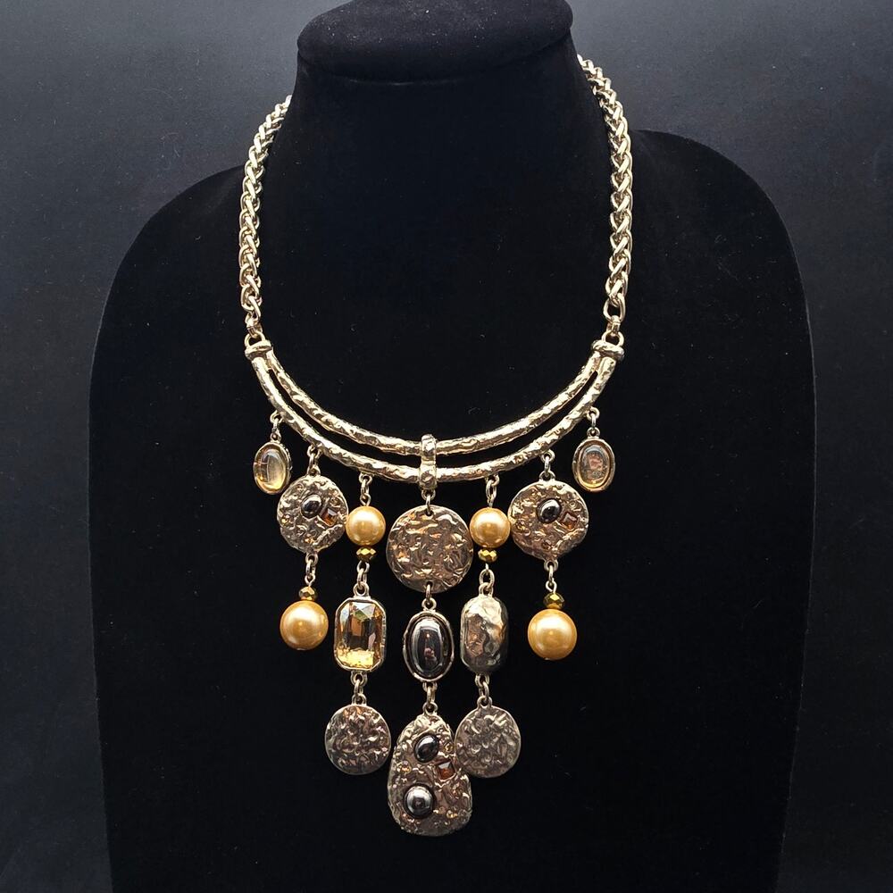 Chico's Charm Pendant Necklace Bib Style Costume Jewelry - Picture 8 of 8